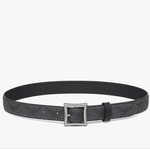 Authentic MCM Dark Silver Black Patterned Belt 080 New